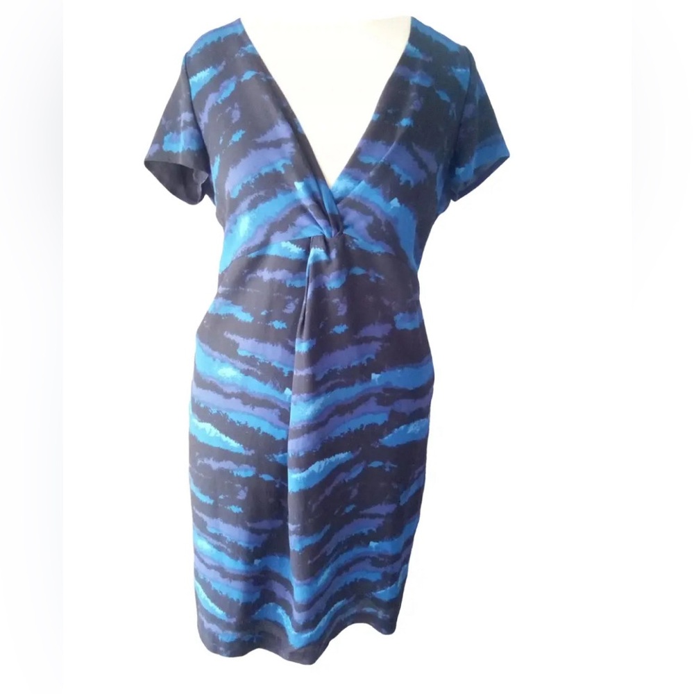 Tory Burch blue Kaoy Landscape silk dress size 10